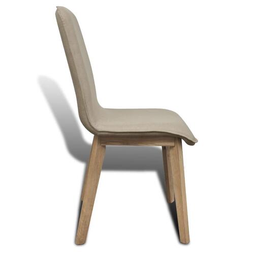 Spisebordsstole 4 stk. beige stof massivt egetræ
