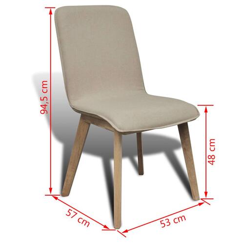 Spisebordsstole 4 stk. beige stof massivt egetræ