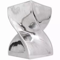 Taburet/sidebord snoet form aluminium sølvfarvet