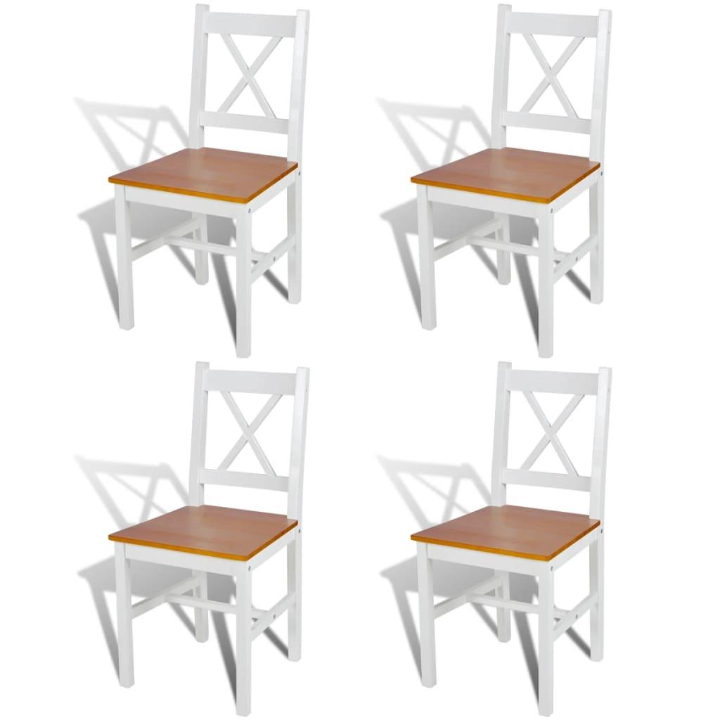 Spisebordsstole 4 stk. fyrretræ hvid