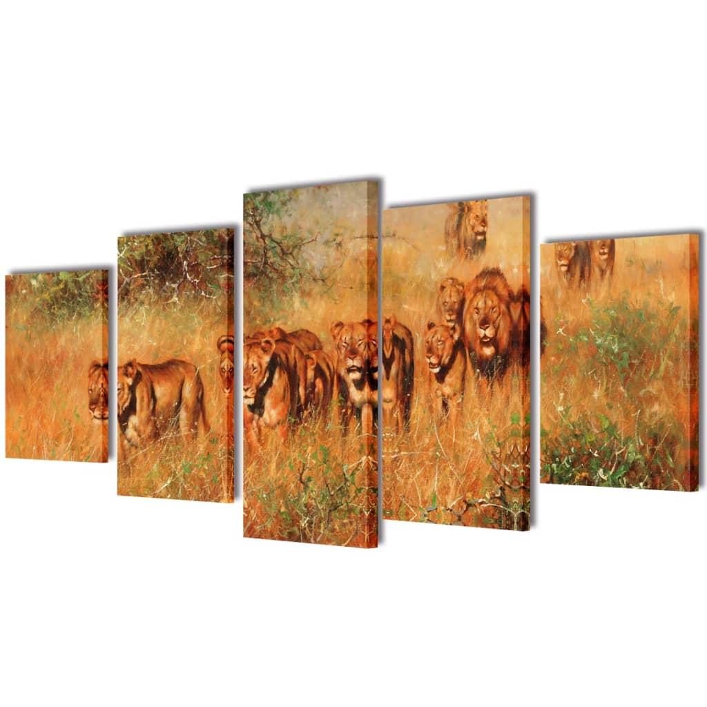 Lærredsbillede 100x50 cm løve sæt