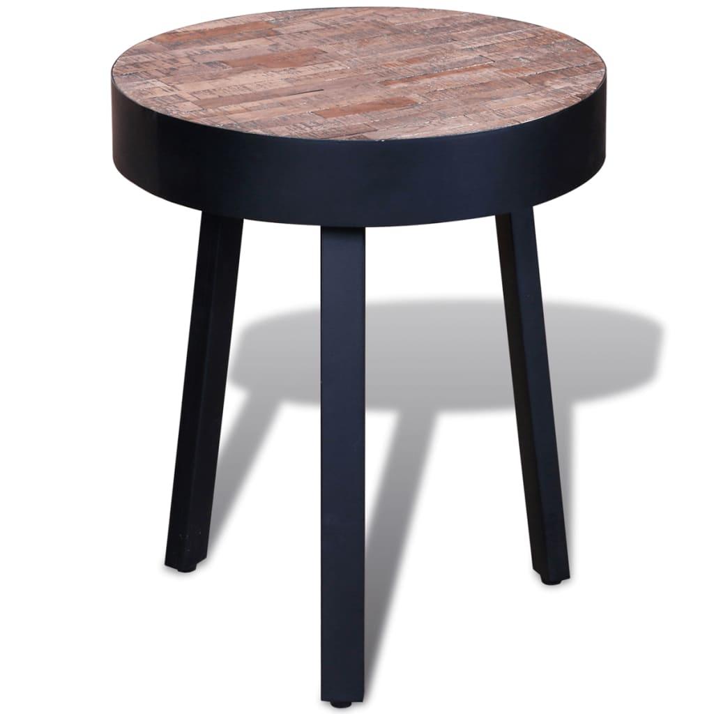 Sidebord genbrugsteaktræ rundt
