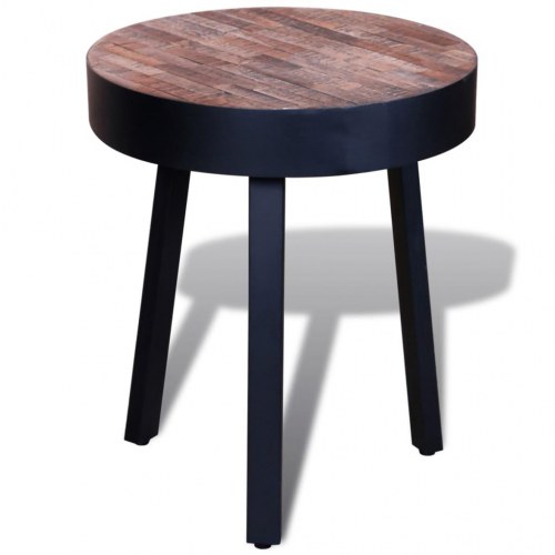 Sidebord genbrugsteaktræ rundt