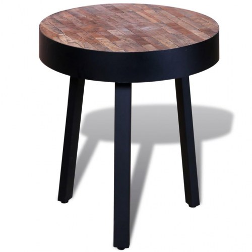 Sidebord genbrugsteaktræ rundt