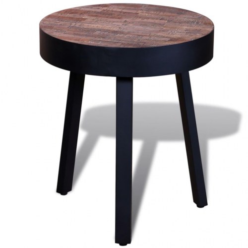 Sidebord genbrugsteaktræ rundt