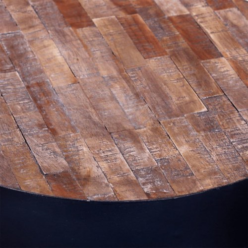Sidebord genbrugsteaktræ rundt