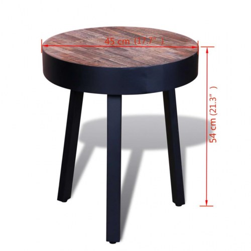 Sidebord genbrugsteaktræ rundt
