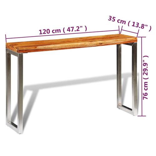 Konsolbord massivt træ med stålben