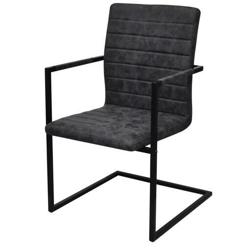 Spisebordsstole 2 stk. cantilever-design kunstlæder sort