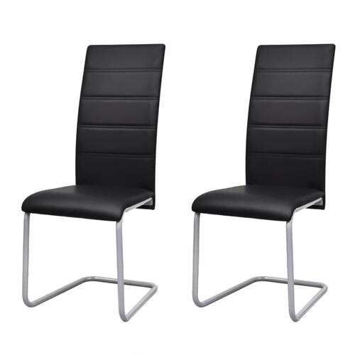Spisebordsstole 2 stk. cantilever-design kunstlæder sort