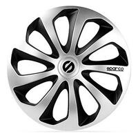 Hjulkapsel Sparco Sicilia CS5 Sort Sølvfarvet 15" (4 uds)