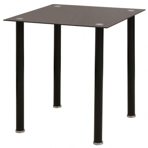 Spisebordssæt i sort glas og stål - 5 dele (1 bord + 4 stole)