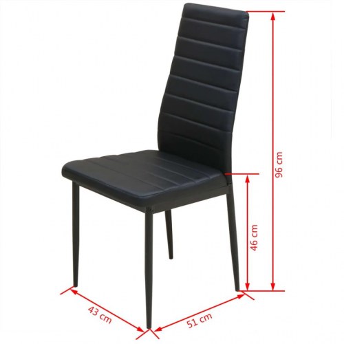 Spisebordssæt i sort glas og stål - 5 dele (1 bord + 4 stole)