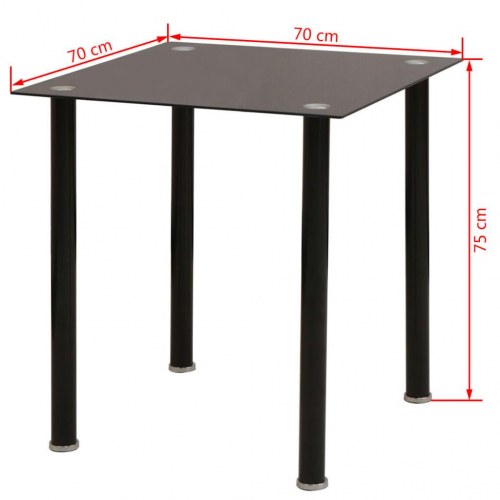 Spisebordssæt i sort glas og stål - 5 dele (1 bord + 4 stole)