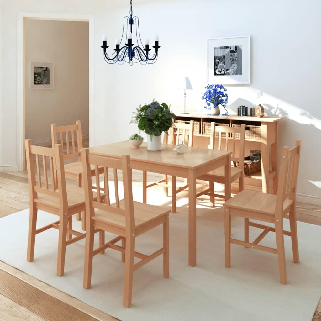 Spisebordssæt 7 dele fyrretræ