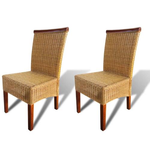 Spisebordsstole 2 stk. naturligt rattan brun