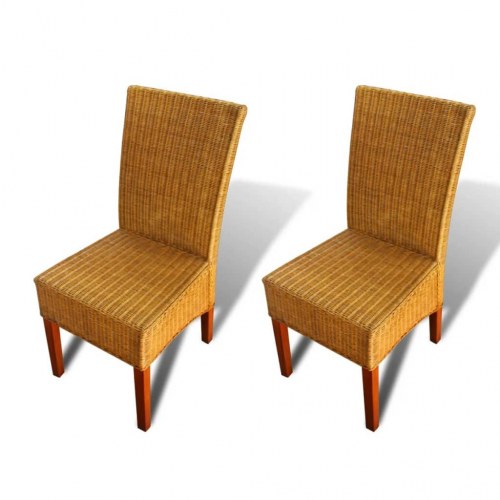 Spisebordsstole 2 stk. naturligt rattan brun