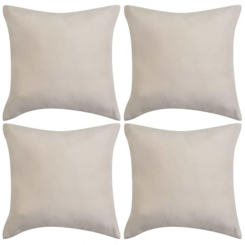 Pudebetræk 4 stk. 50x50 cm polyester imiteret ruskind beige