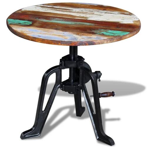 Sidebord 60x(42-63) cm massivt genbrugstræ støbejern