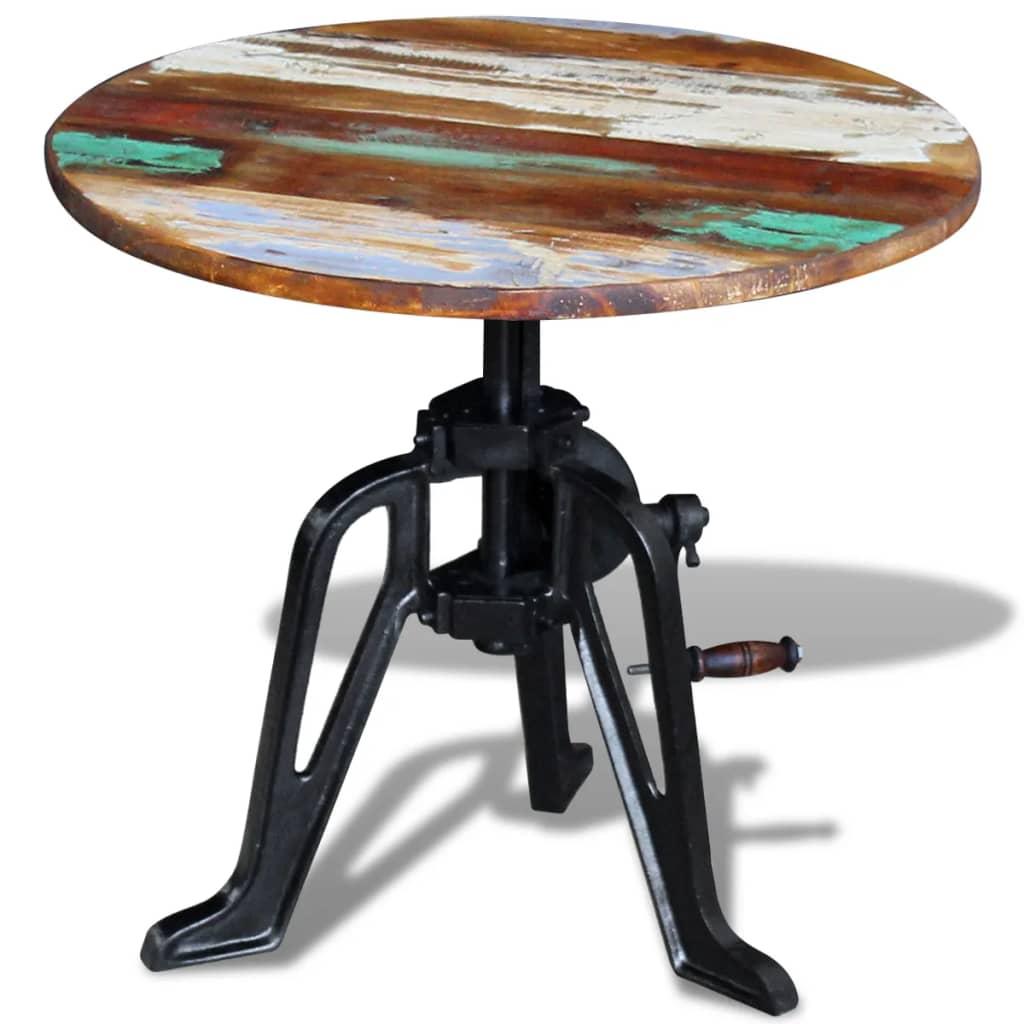 Sidebord 60x(42-63) cm massivt genbrugstræ støbejern