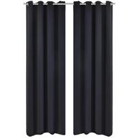 Lysdæmpende gardiner 2 stk. med metalsnøreringe 135x175 cm sort