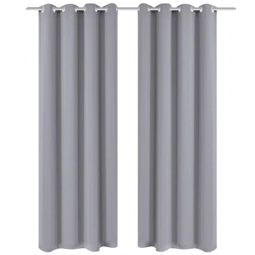 Mørklægningsgardin med metalsnøreringe 270x245 cm grå