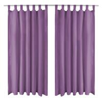 Gardiner i mikro-satin 2 stk. med løkker 140 x 175 cm lilla