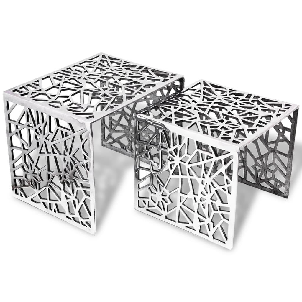 Firkantet Sidebord Dele Aluminium Sølvfarvet