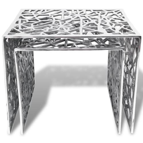 Firkantet sidebord i to dele i aluminium sølvfarvet