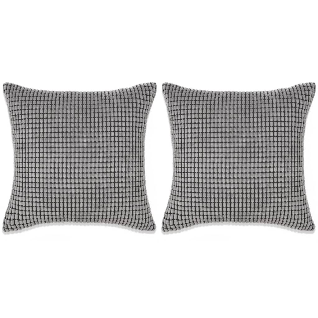Pudesæt 2 stk. velour 45 x 45 cm grå