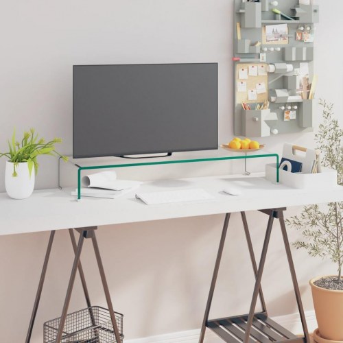 TV-stander/monitorstand klart glas 90x30x13 cm