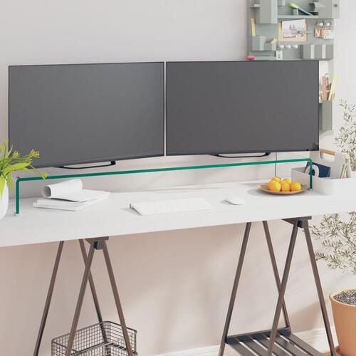 TV-stander/monitorstand klart glas 110x30x13 cm