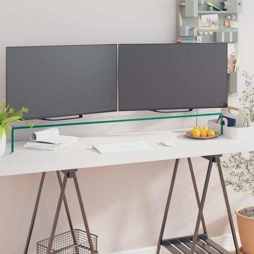 TV-stander/monitorstand klart glas 120x30x13 cm