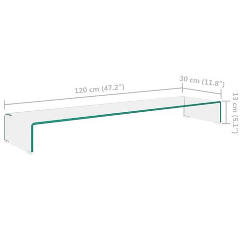 TV-stander/monitorstand klart glas 120x30x13 cm