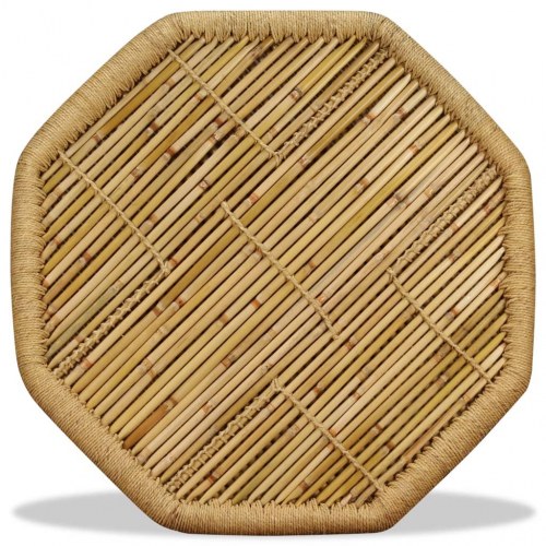 Ottekantet sofabord i bambus og jute - 60 x 60 x 45 cm