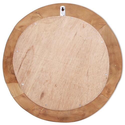 Dekorativt spejl i teak 60 cm rundt