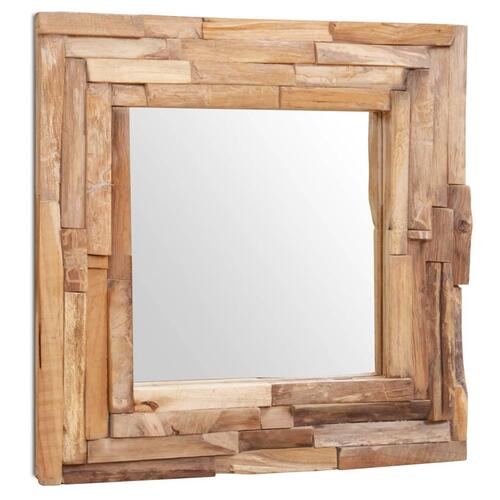 Dekorativt spejl i teak 60 x 60 cm firkantet