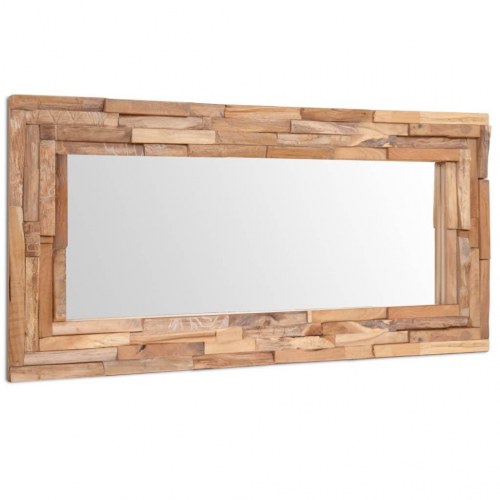 Dekorativt spejl i teak - rektangulært 120 × 60 cm, brun