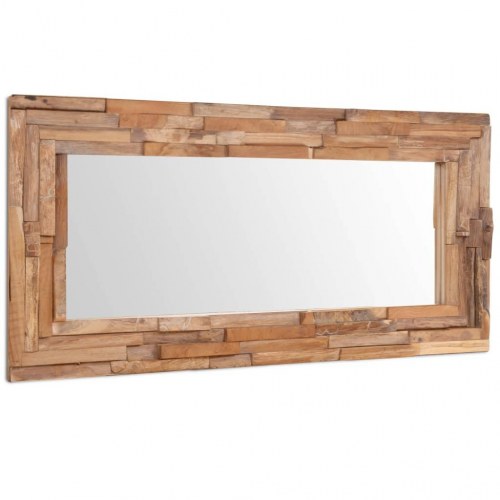 Dekorativt spejl i teak - rektangulært 120 × 60 cm, brun