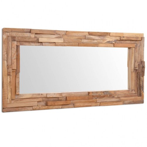 Dekorativt spejl i teak - rektangulært 120 × 60 cm, brun
