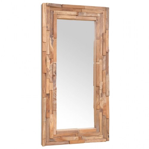 Dekorativt spejl i teak - rektangulært 120 × 60 cm, brun
