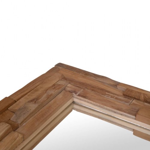 Dekorativt spejl i teak - rektangulært 120 × 60 cm, brun