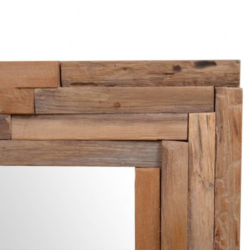 Dekorativt spejl i teak - rektangulært 120 × 60 cm, brun