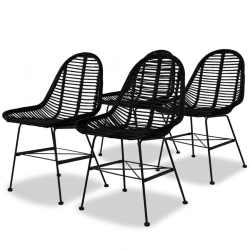 Spisebordsstole i naturligt rattan - 4 stk., sort