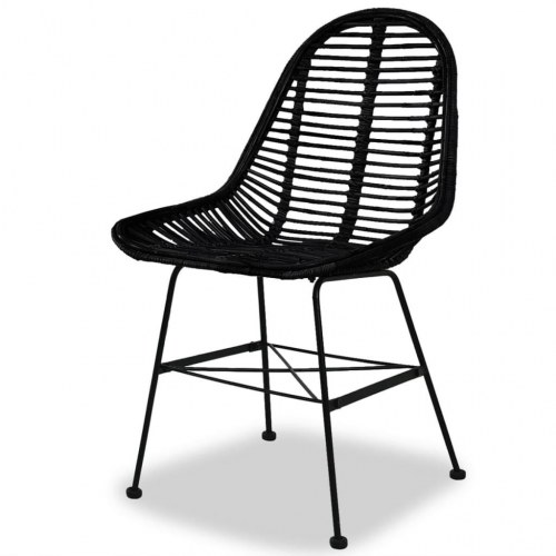 Spisebordsstole i naturligt rattan - 4 stk., sort