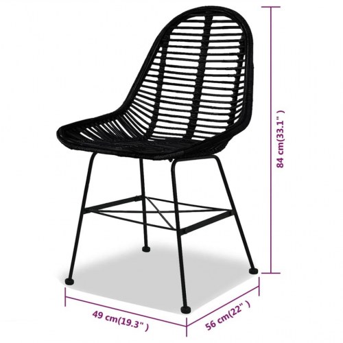 Spisebordsstole i naturligt rattan - 4 stk., sort
