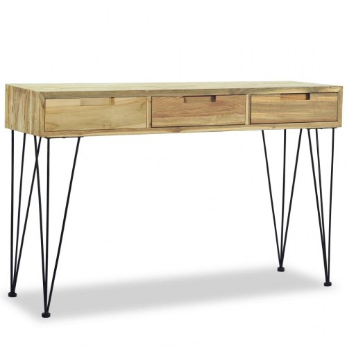 Konsolbord 120 x 35 x 76 cm massivt teaktræ