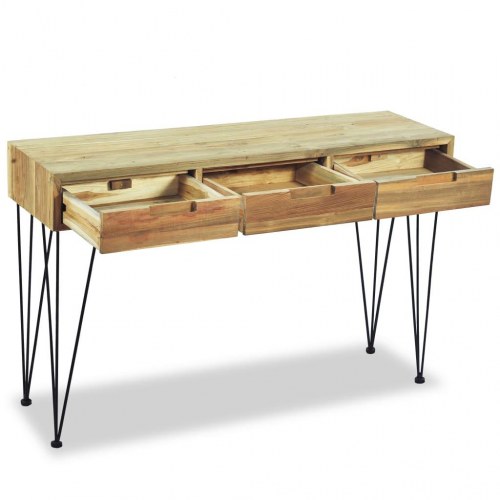Konsolbord 120 x 35 x 76 cm massivt teaktræ
