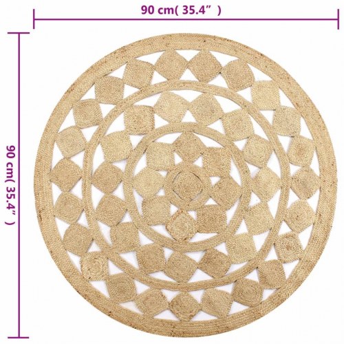 Håndlavet tæppe flettet jute 90 cm