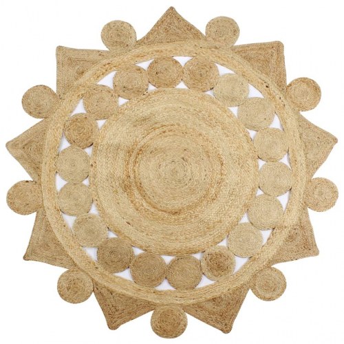 Håndlavet tæppe flettet jute 90 cm